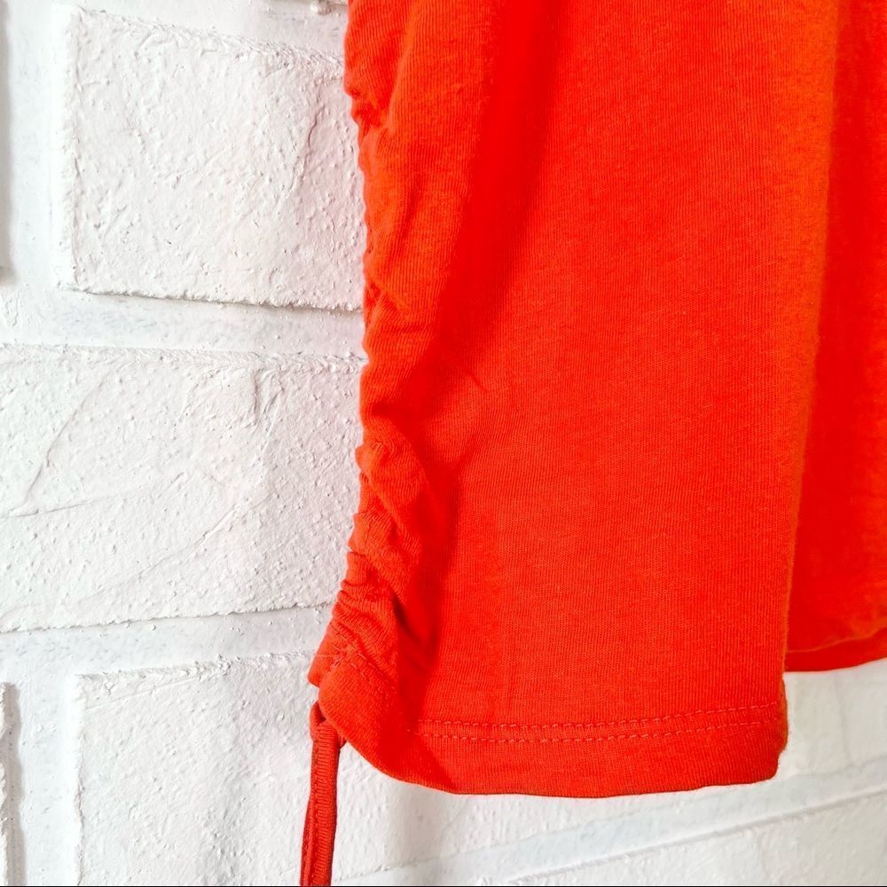 Zara Red Ruched Tie Side Dolman Sleeve T Shirt L - Picture 5 of 9
